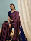 Wine Semi Modal Saree With Blouse Piece