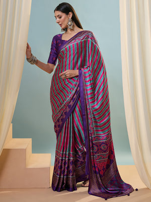 Purple Semi Modal Saree With Blouse Piece