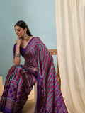 Purple Semi Modal Saree With Blouse Piece