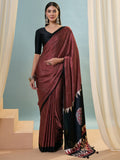 Maroon Semi Modal Saree With Blouse Piece