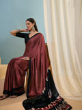 Maroon Semi Modal Saree With Blouse Piece