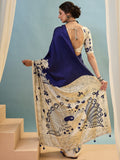 Blue Semi Modal Saree With Blouse Piece