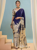 Blue Semi Modal Saree With Blouse Piece