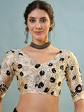 Black Semi Modal Saree With Blouse Piece