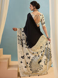 Black Semi Modal Saree With Blouse Piece