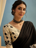 Black Semi Modal Saree With Blouse Piece