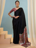 Black Semi Modal Saree With Blouse Piece