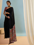 Black Semi Modal Saree With Blouse Piece