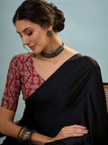 Black Semi Modal Saree With Blouse Piece