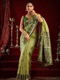 Green Soft Silk Fancy Modal Banarasi Jari With Zhallar Saree With Blouse Piece