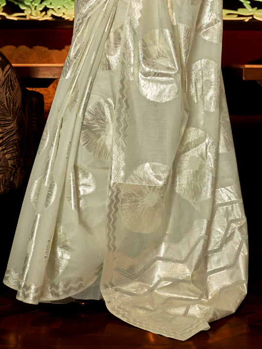 Green Modal Saree With Blouse Piece