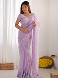 Lavender Tissue Silk Saree With Blouse Piece