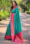 Green  Banarasi Silk Blend Saree With Blouse Piece