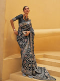 Black Chikankari Saree With Blouse Piece