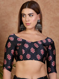 Black Semi Modal Saree With Blouse Piece