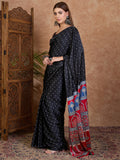 Black Semi Modal Saree With Blouse Piece