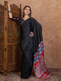 Black Semi Modal Saree With Blouse Piece