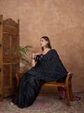 Black Semi Modal Saree With Blouse Piece