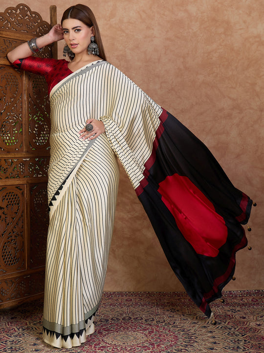 Black  Semi Modal Saree With Blouse Piece