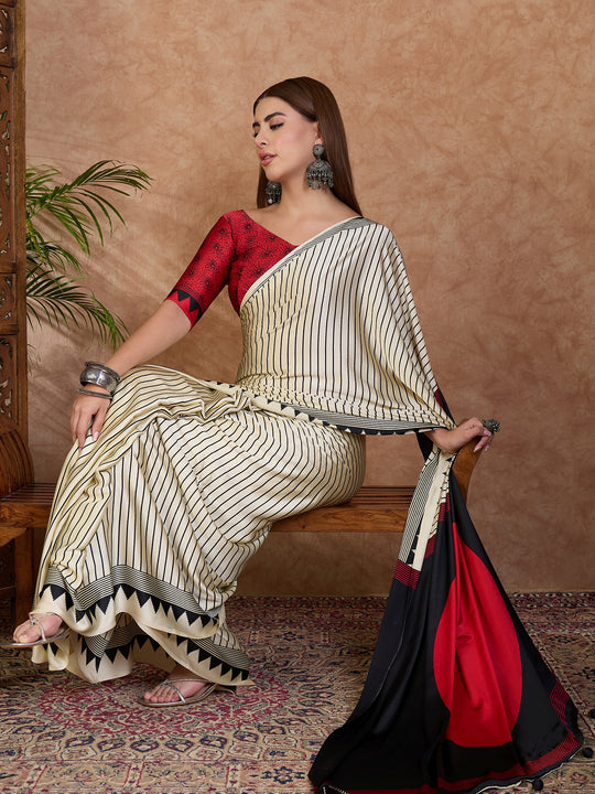 Black  Semi Modal Saree With Blouse Piece