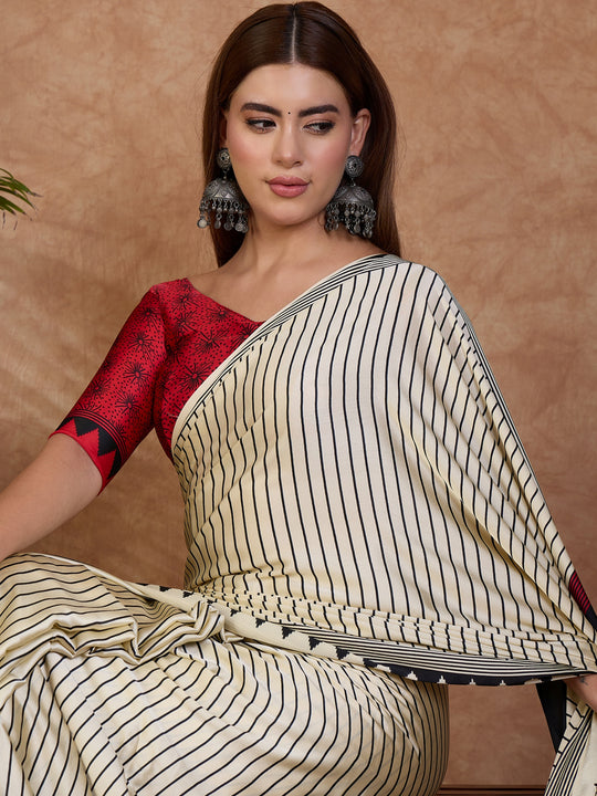 Black  Semi Modal Saree With Blouse Piece