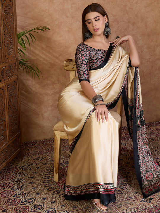 Black Semi Modal Saree With Blouse Piece