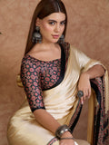 Black Semi Modal Saree With Blouse Piece