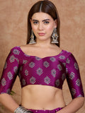 Wine Semi Modal Saree With Blouse Piece