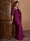 Wine Semi Modal Saree With Blouse Piece