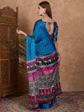 Blue Semi Modal Saree With Blouse Piece