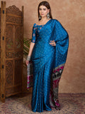 Blue Semi Modal Saree With Blouse Piece