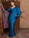Blue Semi Modal Saree With Blouse Piece