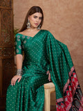 Green Semi Modal Saree With Blouse Piece