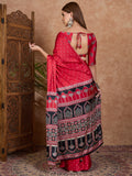 Red Semi Modal Saree With Blouse Piece