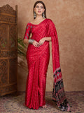 Red Semi Modal Saree With Blouse Piece