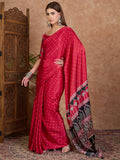 Red Semi Modal Saree With Blouse Piece
