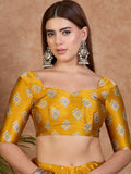 Yellow Semi Modal Saree With Blouse Piece