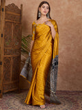 Yellow Semi Modal Saree With Blouse Piece
