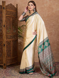 Green Semi Modal Saree With Blouse Piece