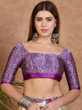 Purple Semi Modal Saree With Blouse Piece