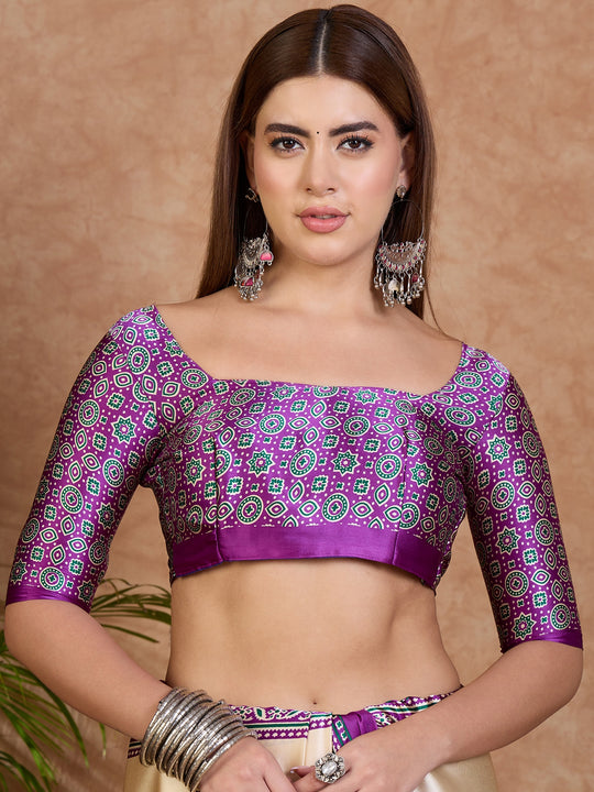 Purple Semi Modal Saree With Blouse Piece