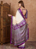 Purple Semi Modal Saree With Blouse Piece