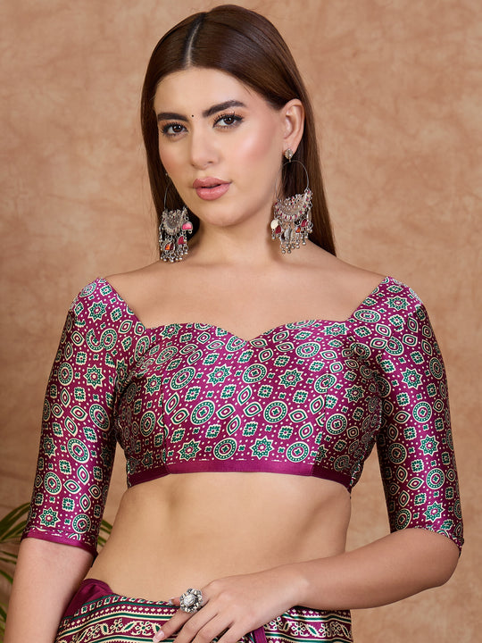 Wine Semi Modal Saree With Blouse Piece