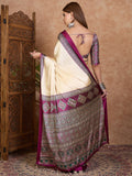 Wine Semi Modal Saree With Blouse Piece