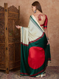 Green Semi Modal Saree With Blouse Piece