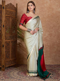 Green Semi Modal Saree With Blouse Piece