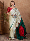 Green Semi Modal Saree With Blouse Piece