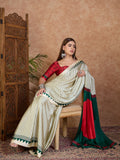 Green Semi Modal Saree With Blouse Piece