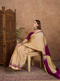 Wine Semi Modal Saree With Blouse Piece