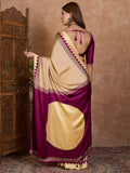 Wine Semi Modal Saree With Blouse Piece